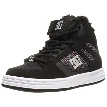Imagem de DC Rebound Wnt Tênis de cano alto (criança pequena/criança grande), Preto/branco/rosa, 12.5 Little Kid