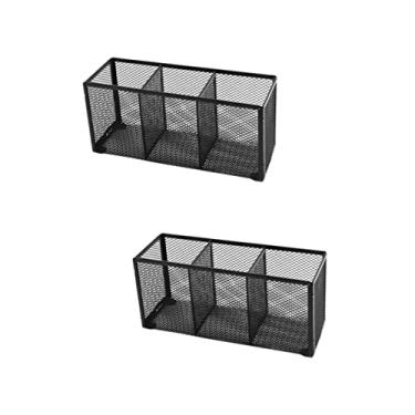 Imagem de VILLCASE Caixa De Armazenamento De Três Grades 2 Peças Balde De Armazenamento De Caneta Organizador De Pincel De Maquiagem Copos Quadrados De Lápis
