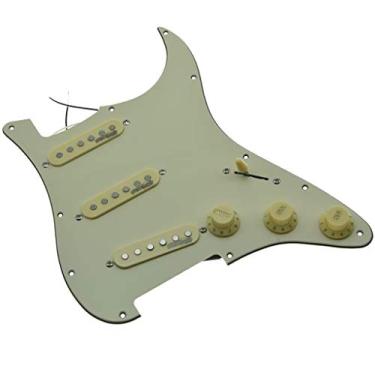 Imagem de KAISH Pickguard para guitarra elétrica envelhecida branca carregada com captadores Wilkinson para Stratocaster EUA/México FD