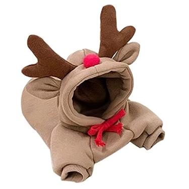 Imagem de Roupas pequenas fofas quentes para cães frios roupa de cachorro roupa de cachorro grande forma de jaqueta com capuz - casaco para animais de estimação clima para gatos suéter roupas para animais de estimação suéter para cães grandes (marrom, GG)