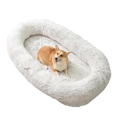 Imagem de Cama grande para cachorro humano, 64,9" x 37,4" x 11,8"/74,8" x 47,2" x 13,7" Cama gigante para cachorro para humanos, cama de cochilo lavável de pele sintética (Color : Gradient Coffee, Size : 6XL