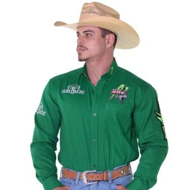 Imagem de Camisa Country Radade Manga Longa Rodeio Cowboy Masculino Green Bull