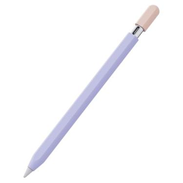 Imagem de PZOZ Capa compatível com Apple Pencil USB-C protetor de caneta magnética capa de silicone iPencil Grip Skin Holder Acessórios para iPad Mini 6th, Air 4th 5th, Pro 11 12.9 (roxo)