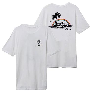 Imagem de Hurley Camiseta masculina de manga curta com logotipo do orgulho lavado todos os dias, Branco, G