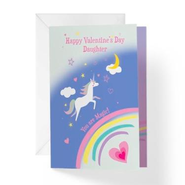 Imagem de 1Up Greetings Cartão de Dia dos Namorados para Filha | Unicórnio e Arco-íris | Seu cartão ajuda animais necessitados | 12,7 cm x 19 cm | Cartão único + envelope | Pequenas empresas de propriedade de
