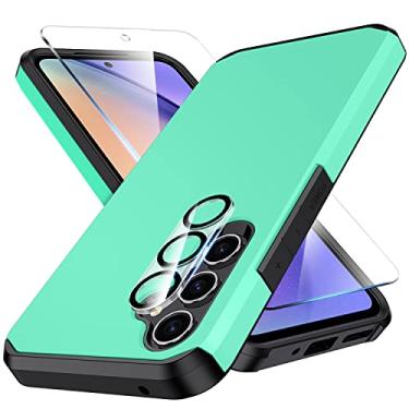 Imagem de A SLICE RED Capa 3 em 1 para Galaxy A54 5G com protetor de tela de vidro temperado + protetor de lente de câmera, capa para Samsung Galaxy A54 5G, armadura de silicone durável para celular Samsung
