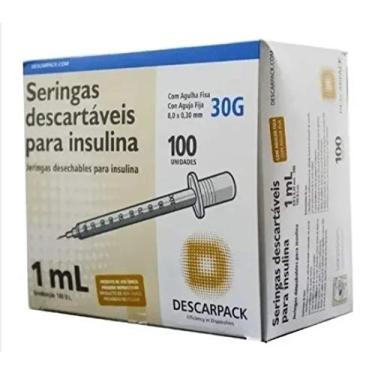 Imagem de DESCARPACK, SERINGA DE INSULINA 1ML AG. FIXA 8X30MM KIT 200UN DESCARPACK TAMANHO:1ML AGULHA FIXA 8X30MM