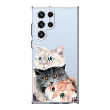 Imagem de Blingy's Capa para Samsung Galaxy S24 Ultra, estampa de gato fofo adorável desenho animado estilo animal transparente macio TPU capa transparente 6,8 polegadas (gatos doces)