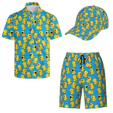 Imagem de Wdpsuxin Conjunto de camisas de golfe masculinas, óculos de sol, pato de borracha, roupas de 2 peças para homens, Retro 80s 90s Graphics Rubber Duck, G