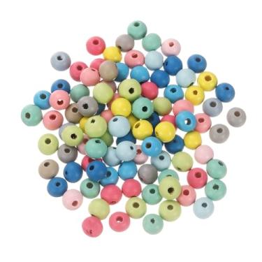 Imagem de METALLIXITY Contas de madeira coloridas (8 mm/0,31") 300 peças, espaçador de esferas redondas de madeira - para decoração de festa em casa, multicoloridas