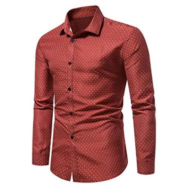 Imagem de Camisas de manga comprida para homens verão outono gola tartaruga trabalho blusa básica masculina 2024 Y2K, Z-496 Vermelho, PP