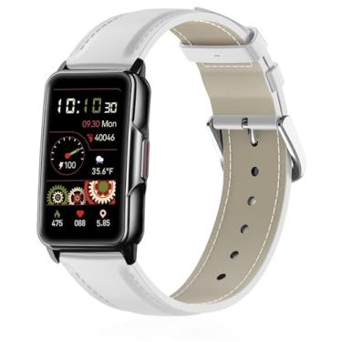 Imagem de Lzwldan Pulseiras de couro compatíveis com relógio inteligente Mindrose H80 de 1,5 polegadas, pulseira de substituição de couro genuíno macio para Mindrose H80 Fitness Trackers IP68 para mulheres e