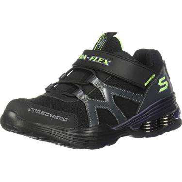 Imagem de Skechers Tênis infantil unissex Gore & Strap com salto, Preto/roxo, 11.5 Medium US Little Kid