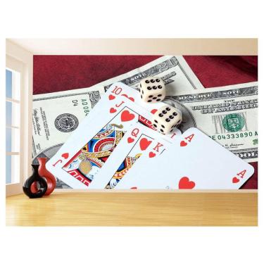 Imagem de Papel De Parede 3D Salão De Jogos Cartas Poker 3,5M Jcs45
