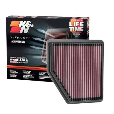 Imagem de K&N Filtro de ar do motor: reutilizável, limpo a cada 120 km, lavável, premium, filtro de ar de carro de substituição: compatível com NISSAN Altima 2019-2020, 33-5095