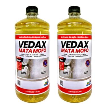 Imagem de Kit 2 Mata Mofo Vedax 1L Antimofo Guarda Roupa Parede Banheiro Anti Bolor Armário Madeira Rejunte
