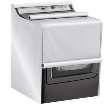 Imagem de ANMINY Capa para máquina de lavar roupa para carga frontal superior, capa de máquina de lavar e secar roupa à prova d'água à prova de poeira resistente ao vento com zíper 420D Oxford protetor de