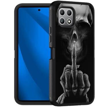 Imagem de FQTBCEARI Projetada para T-Mobile Revvl 7 5G, capa protetora de corpo inteiro à prova de choque com 3 camadas de grau militar para T-Mobile Revvl 7 5G 2024, caveira de esqueleto engraçado