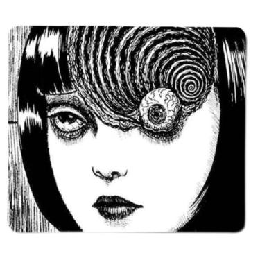 Imagem de Junji Ito Uzumaki Azami Kurotani Tomie Mousepad Antiderrapante Gaming Computador Mouse Pad Gaming Desktop Laptop Mouse Pad com Borda Costurada 18 x 22 cm