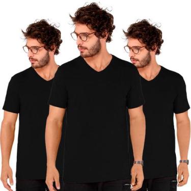 Imagem de Kit 3 Camisetas Masculina Gola V Básica Premium - Mississipi