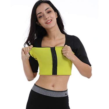 Imagem de Vinmin – Camiseta térmica feminina de neoprene, modeladora térmica, melhor treino de emagrecimento, preto com zíper frontal, XX-Large