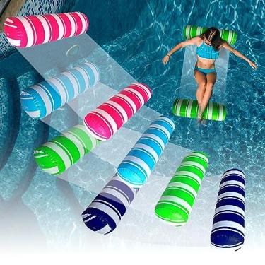 Imagem de Pacote com 4 boias infláveis para piscina, rede aquática tamanho adulto, boias para piscina, brinquedos flutuantes de piscina multiuso 4 em 1, boias de piscina, cadeiras flutuantes, para adultos nas
