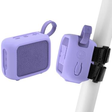 Imagem de TXEsign Capa protetora de silicone para JBL Go 4, Go 4, bolsa de transporte de viagem com capa de carregamento antipoeira com alça de suporte para alto-falante (roxa)