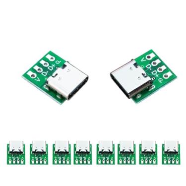 Imagem de XUGERIP 10 peças USB 3.1 tipo C placa breakout DIY, conector fêmea tipo C, placa de breakout tipo C DIY com placa conversor PCB