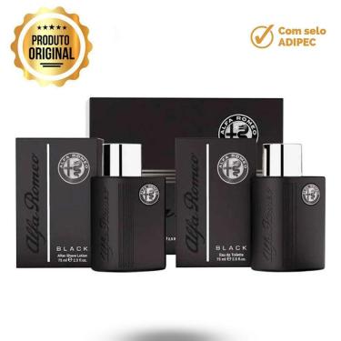 Imagem de Kit Perfume Black Alfa Romeo Edt Masculino 75ml + Loção Pós Barba 75ml