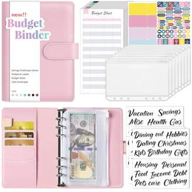 Imagem de Sooez Fichário de orçamento com desafio de economia de dinheiro, fichário para economizar dinheiro com envelopes de dinheiro, folhas de despesas, rastreador de desafios e etiquetas de categoria, livro