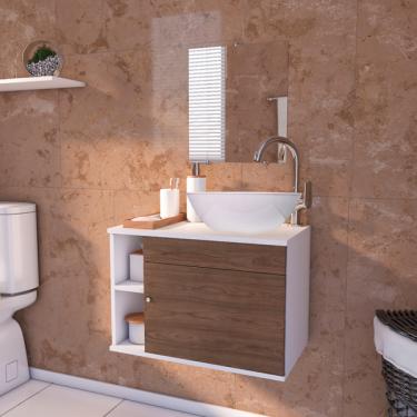 Imagem de Armário Para Banheiro Lavabo Gabinete Suspenso Com Cuba 60cm