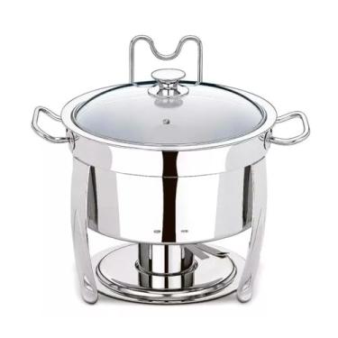 Imagem de Rechaud Redondo Inox 5 Litros Banho Maria Álcool Gel GP Inox