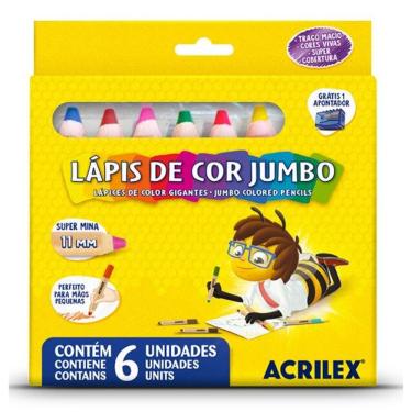 Imagem de Lápis de Cor Jumbo Acrilex - 6 Cores