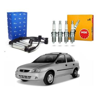 Imagem de Kit Vela Ngk Cabo Corsa Classic 1.0 1.6 8v Mpfi 1997 A 2006 - Delphi