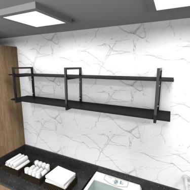 Imagem de Prateleira industrial lavanderia aço cor preto 180x30x40cm CxLxA cor m