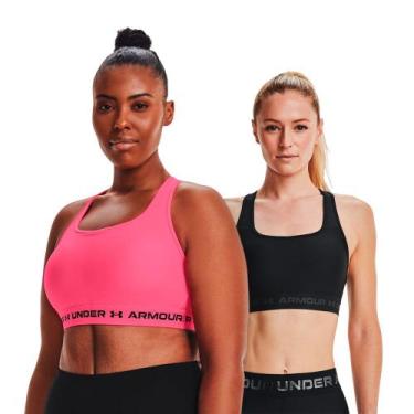 Imagem de Kit 2 Tops com bojo Femininos Under Armour Crossback Mid Bra, Preto, P