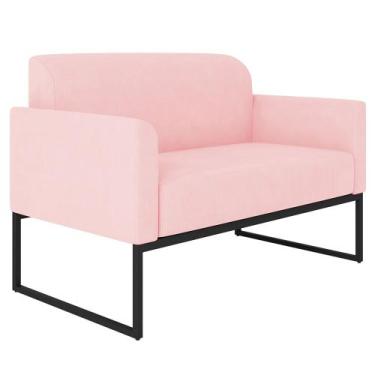 Imagem de Poltrona Namoradeira Decorativa Isabella Base Industrial Suede Rosa Be