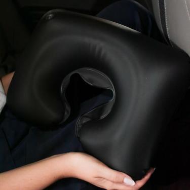 Imagem de Almofada de Pescoço Inflável para Viagem - Beniq, Preto