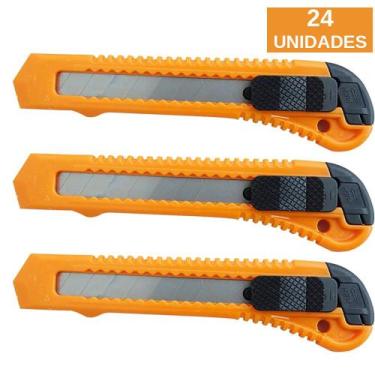 Imagem de Kit 24 Estilete Econômico Longo com Trava 18mm - Starfer
