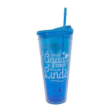Imagem de Copo Gigante Com Canudo Azul 950ml - Projeto Kiwi, Copo Gigante