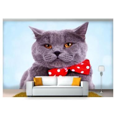 Imagem de Papel De Parede Animais Gato Com Gravata 3D Anm131 - Você Decora