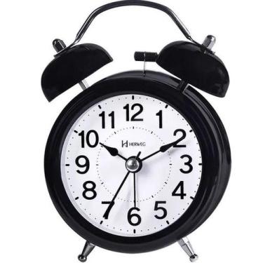 Imagem de Despertador Quartz Pilha Clássico Preto Herweg 2707-34