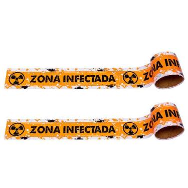 Imagem de 2 Faixa Laranja decorativa para Festa Halloween dia das Bruxas Zona In