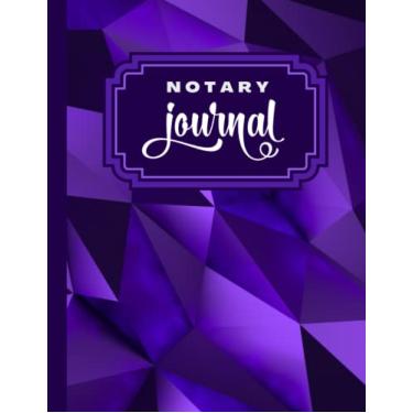 Imagem de Notary Journal: 8.5x11 Large Notarial Logbook/With 200 Numbered Pages - Two Record Logs Per Page / 400 Records/Ledger Book Gift For Signing Agents/Purple Abstract Geometric Art Pattern