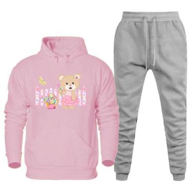 Imagem de Conjunto Abrigo Moletom Feminino Plus Size Canguru Numeraçao Especial 