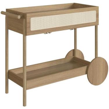 Imagem de Carrinho Bar Com Porta Taças Pés Madeira Moss A03 Hanover Roble - Lyam