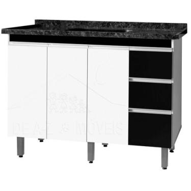 Imagem de Gabinete Para Pia de 1.20 Metro balcão 100% MDF com Puxador em Alumíni