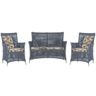 Imagem de Jogo Sofá e 2 Poltronas de Área Igapó Alumínio Pintura Fendi Corda Náu