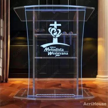 Imagem de Púlpito em Acrílico para Igreja com Gravação e Led - AcriHouse - Abraã