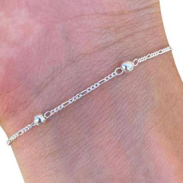 Imagem de Pulseira Bolinhas Bola Elo 3x1 Prata 925 Feminina Legítima - Hakuna Jo